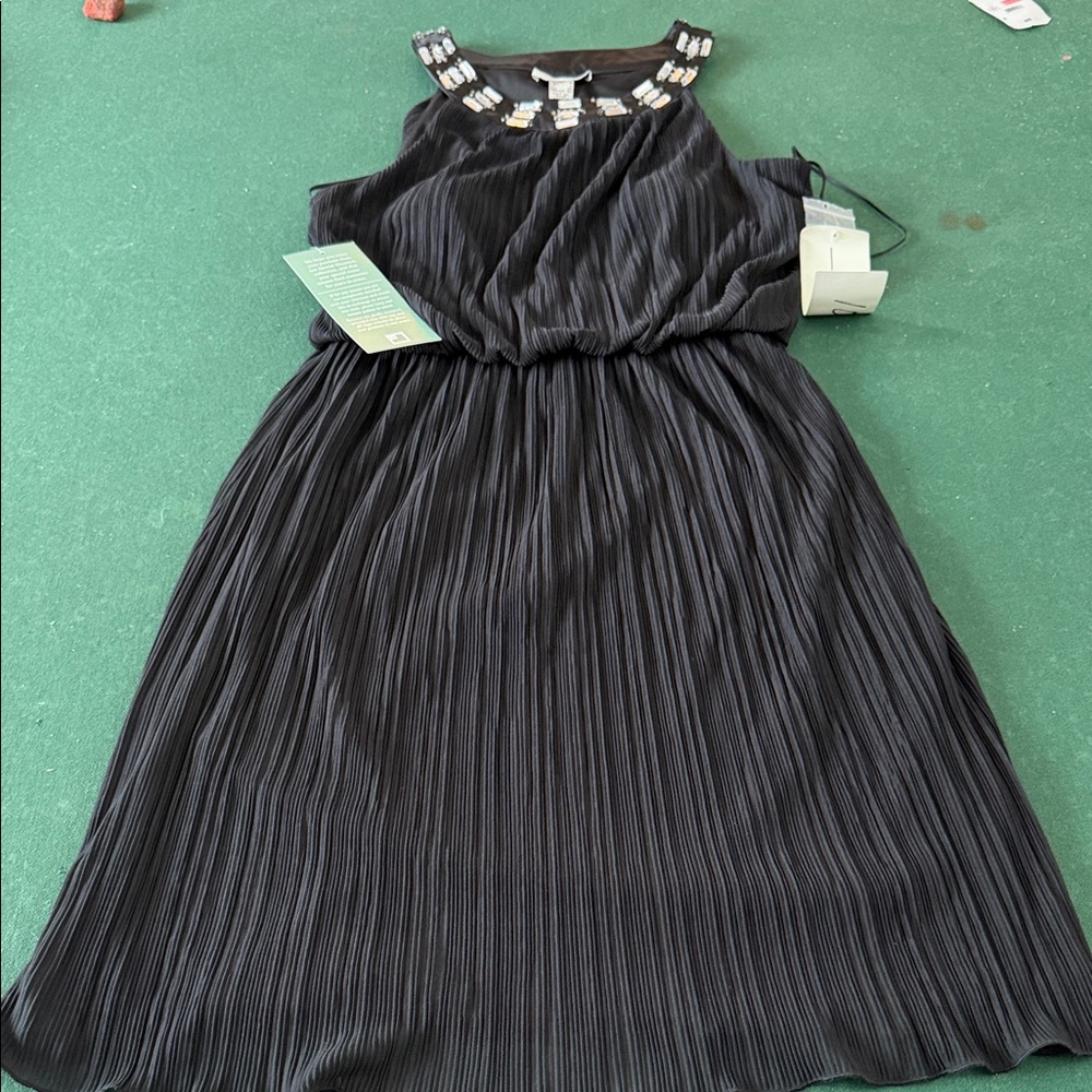 Signature8 Black Midi Dress with‎ Embellished Neckline.  CAJA # 1 B